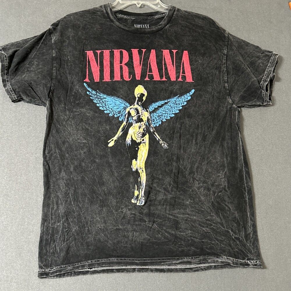 Nirvana In Utero Graphic T Shirt Acid Wash Sz M